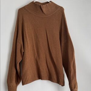 GAP Women's Chestnut Ribbed Funnel Neck Sweater